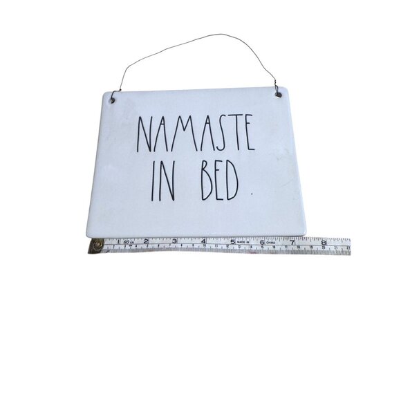 Rae Dunn "Namaste In Bed" Ceramic Hanging Sign - Picture 4 of 5